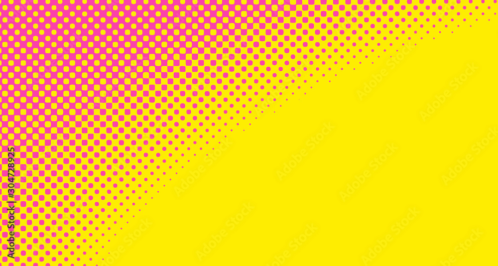 Pink halftone pop art background abstract vector comics style blank layout template with clouds beams and isolated dots pattern. For sale banner for your designe 1960s. with copy space eps10