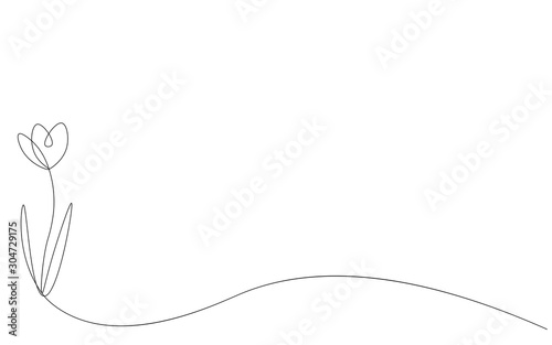 Flower continuous line drawing on white background vector illustration 