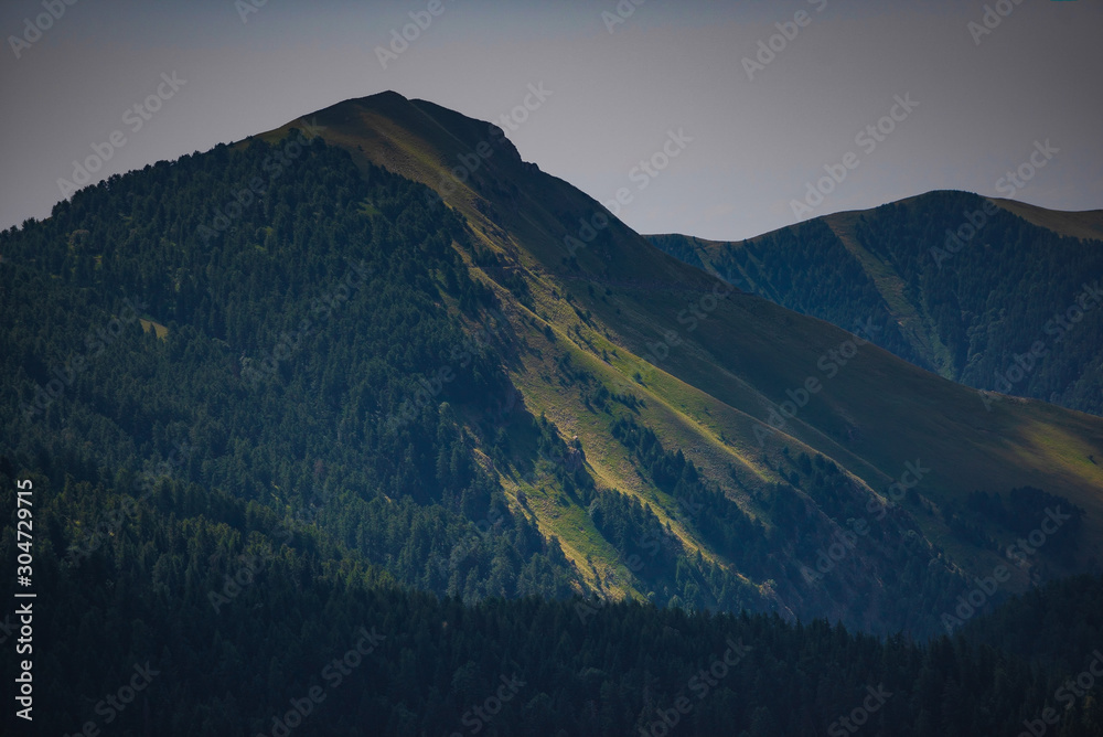 Naklejka premium Landscapes of the French Alps, mountains, peaks, approximately 1,500 meters above sea level. Cote d'Azur, near the ski town of Col de Turini (Le col de Turini)