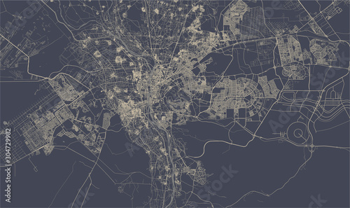 Photo map of the city of Cairo, Giza, Egypt