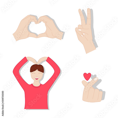 Set of K-pop. Man making a heart symbol. photo