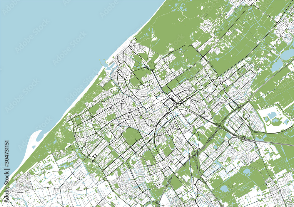 map of the city of the Hague, Den Haag, Netherlands