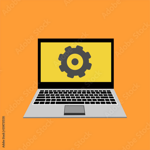screen with computer repair service for smartphone application. Isometry laptop with serviceman workers. Banner for data restoration center. Video card and motherboard. PC fixing, diagnostic