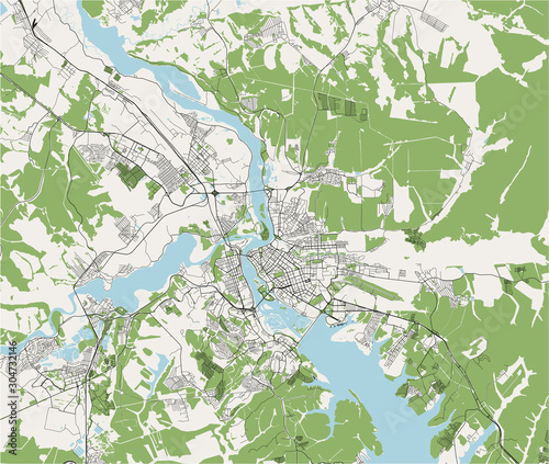 map of the city of Irkutsk, Russia