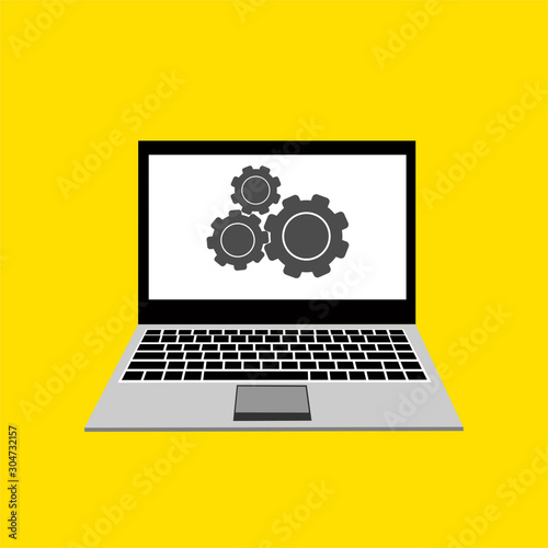 screen with computer repair service for smartphone application. Isometry laptop with serviceman workers. Banner for data restoration center. Video card and motherboard. PC fixing, diagnostic