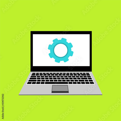 screen with computer repair service for smartphone application. Isometry laptop with serviceman workers. Banner for data restoration center. Video card and motherboard. PC fixing, diagnostic