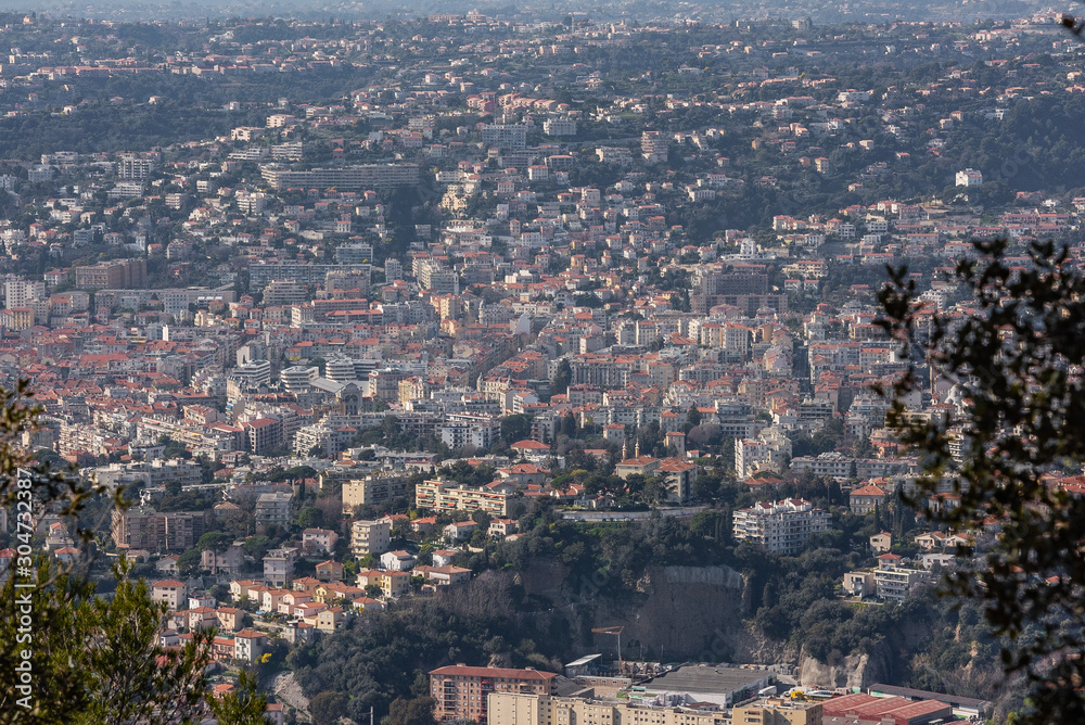 French Riviera, city of Nice. Survey from the top, 600 meters above sea level