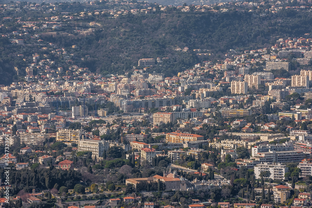 French Riviera, city of Nice. Survey from the top, 600 meters above sea level