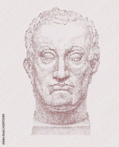 Vector portrait of Gattamelata by Donatello. line drawing technique.
