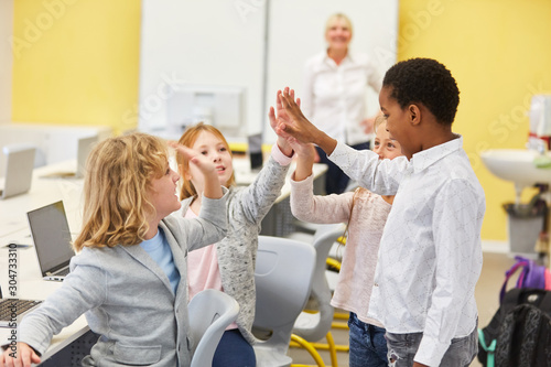 Students give themselves a high five