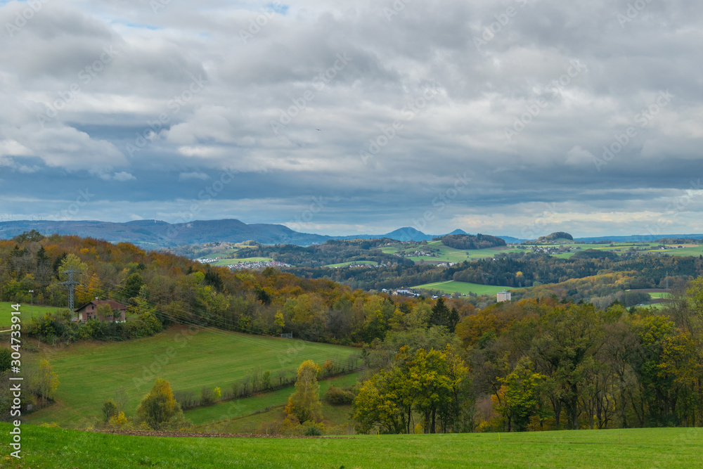 Fototapeta premium Beautiful view of the Swabian landscape in Ostalbkreis in Baden-Wuerttemberg.Swabian Alb n the south of the state.