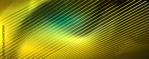 Vector neon light lines concept, abstract background