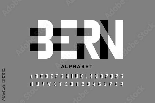 Modern font design, alphabet letters and numbers