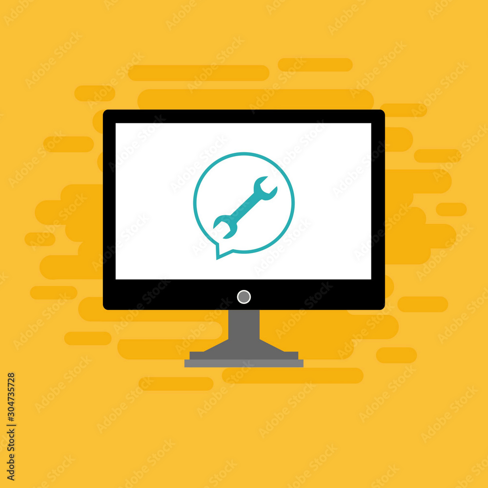 Laptop and gear icon isolated on colored background. Laptop service concept. Adjusting app, setting options, maintenance, repair, fixing. Vector Illustration Laptop and gear icon isolated on colored background. Laptop service concept. Adjusting app, setting options, maintenance, repair, fixing. Vector Illustration