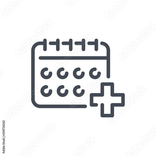 Hospital calendar line icon. Medical appointment schedule vector outline sign.