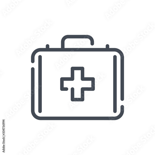 First aid kit line icon. Medical equipment case vector outline sign.