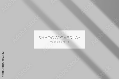 Transparent shadow overlay effect for branding. Long shadow on flat surface. Light from the window on the wall. Background for your design. Vector eps 10.