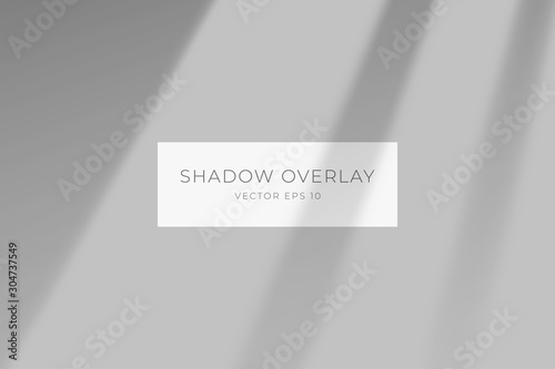 Transparent shadow overlay effect for branding. Long shadow on flat surface. Soft light from the window on the wall. Background for your design. Vector eps 10.
