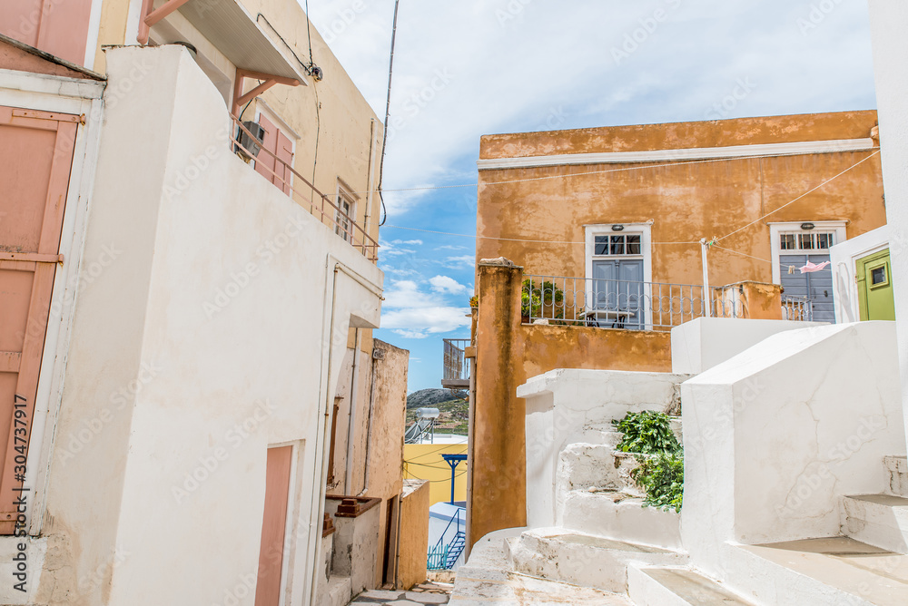 Traditional alley at Ano Syros, Cyclades, Greece