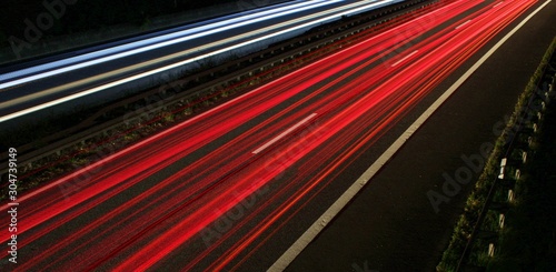 nocturnal light strips on a motorway