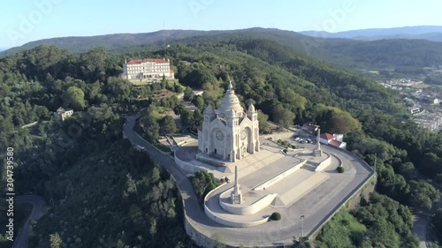 Aerial view of Santuário do Sagrado Coração de Jesus de Santa Luzia (Sanctuary of Santa Luzia and the Sacred Heart of Jesus), Viana do Castelo, Portugal