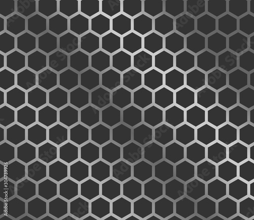 Shiny Silver Hexagon Grid Pattern / EPS10 Vector