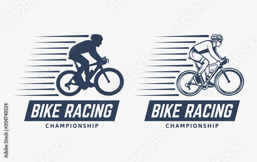 Bike racing championship vintage logo template illustration