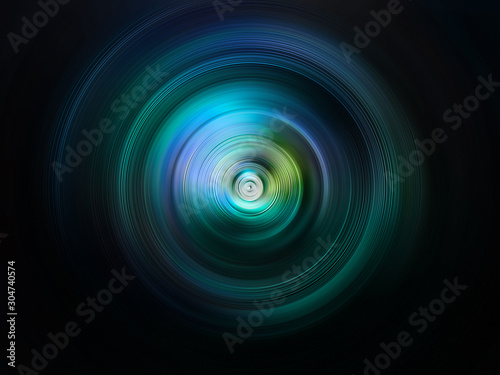 Abstract background of green spin radial blur.