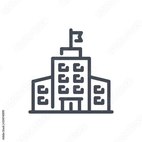 School building line icon. University vector outline sign.