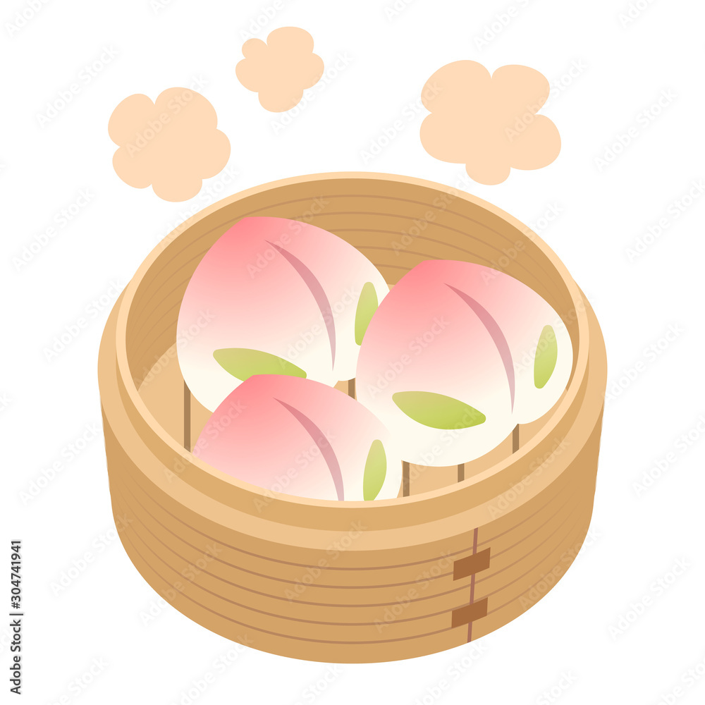 Fototapeta premium 桃饅頭・寿桃包（飲茶）