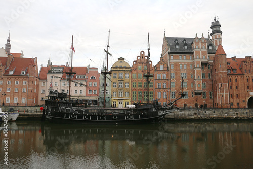 promenade with ship Gdansk, Poland