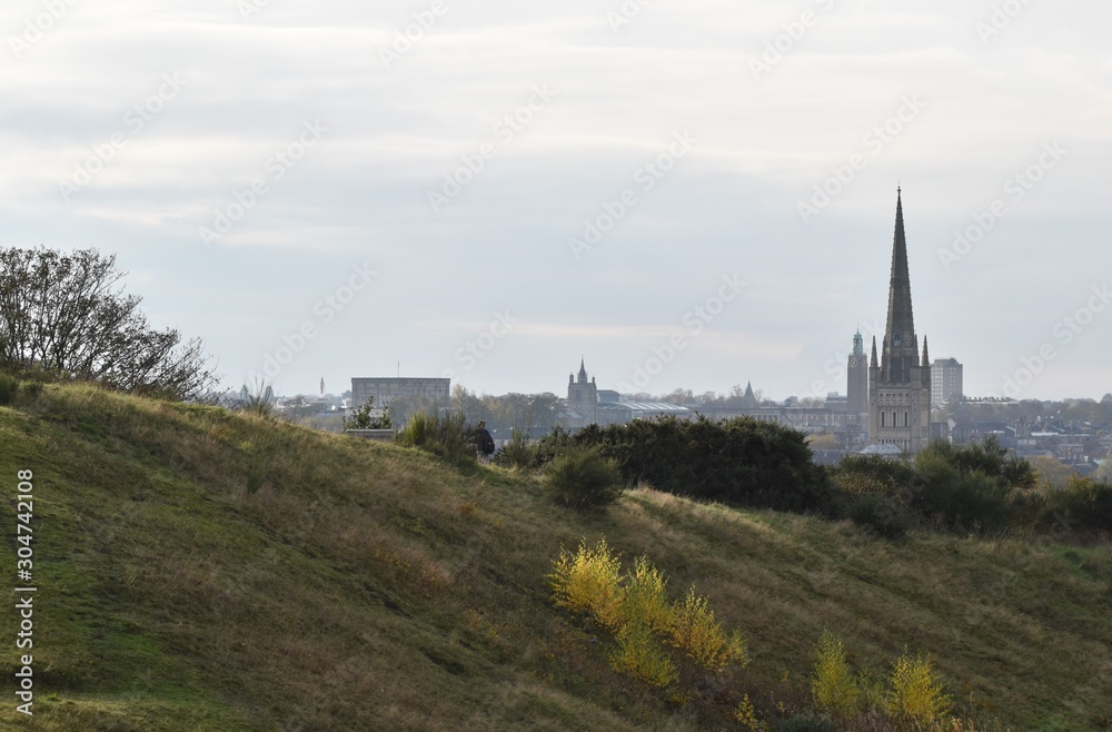 Views of Norwich, Norfolk, UK, from Mousehold Heath.
