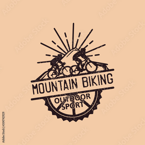 mountain biking, outdoor sport vintage t shirt design and poster