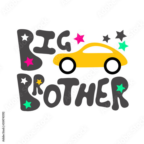 Big Brother vector file. Car clip art. Birthday boy decor. Baby shower design. Isolated on transparent background.