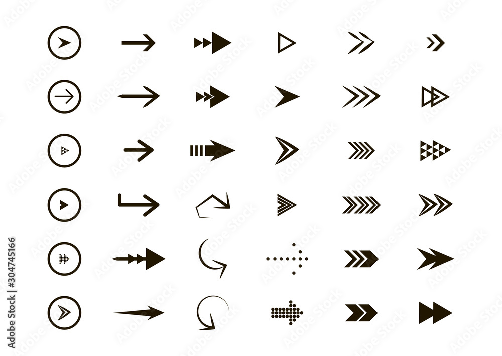 Set of black vector arrows. Set of black vector arrows.