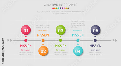 Presentation business infographic template, Abstract infographics number options template with 5 steps. Vector illustration.