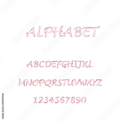 Set of letters and numbers of the English alphabet