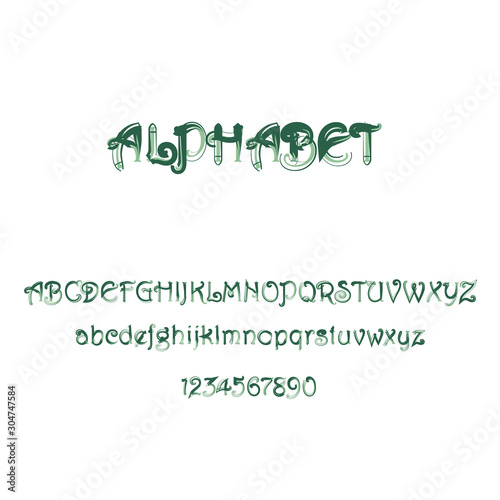 Set of letters and numbers of the English alphabet