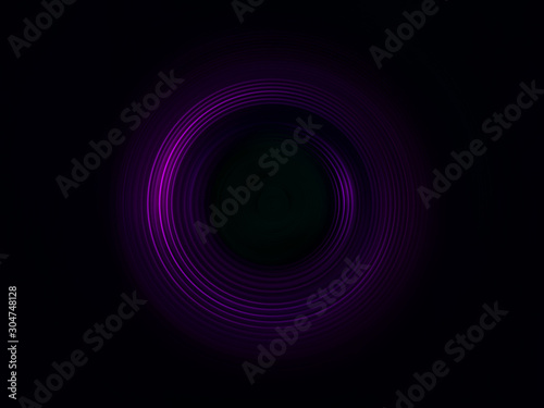 Purple light effects on round placeholder for your text on dark background.