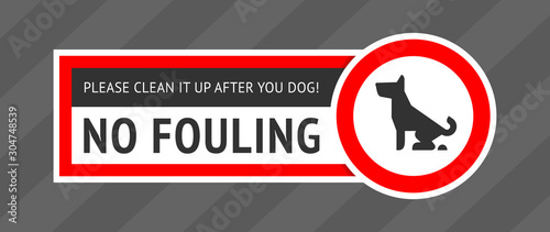 No dog fouling sign, modern sticker for print