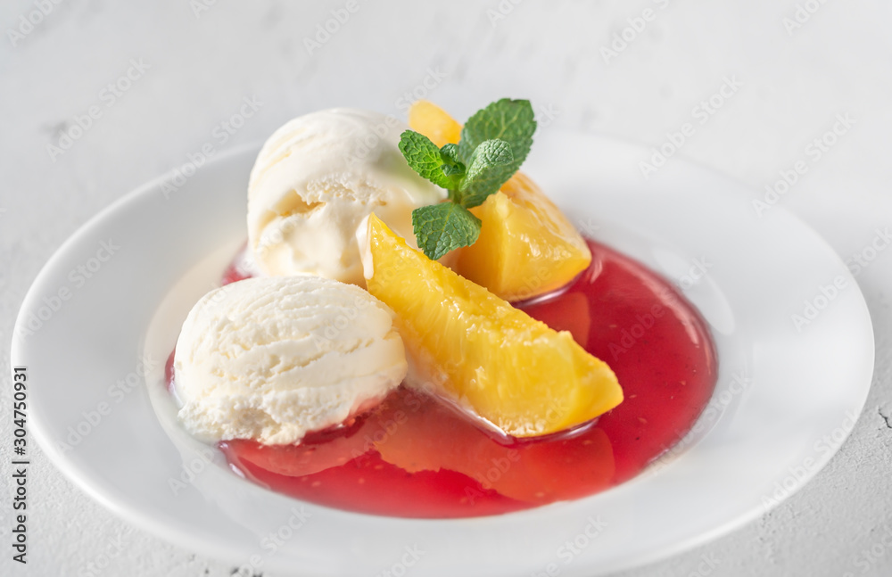Portion of Peach Melba Portion of Peach Melba