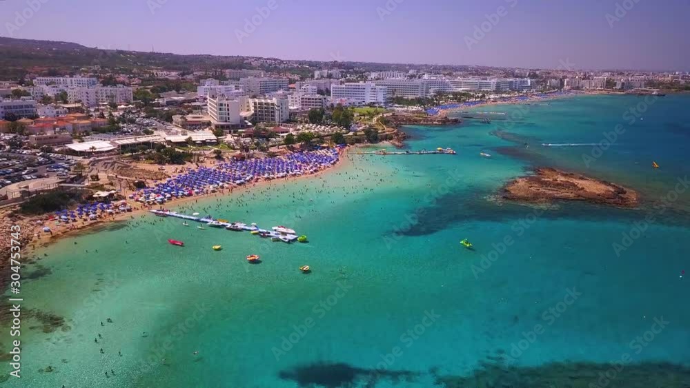 Fig tree beach Cyprus Protaras aerial 4k Fig tree beach Cyprus Protaras aerial 4k