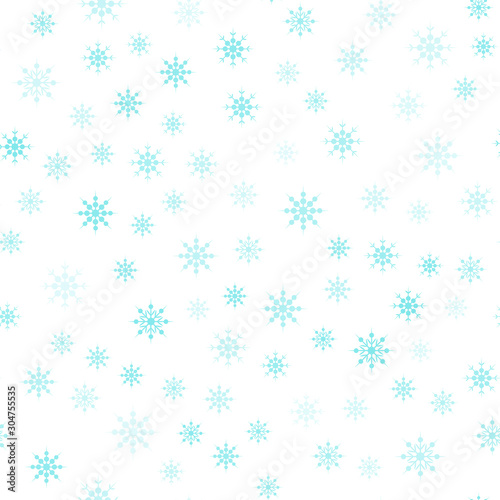 christmas pattern snowflake background blue on white