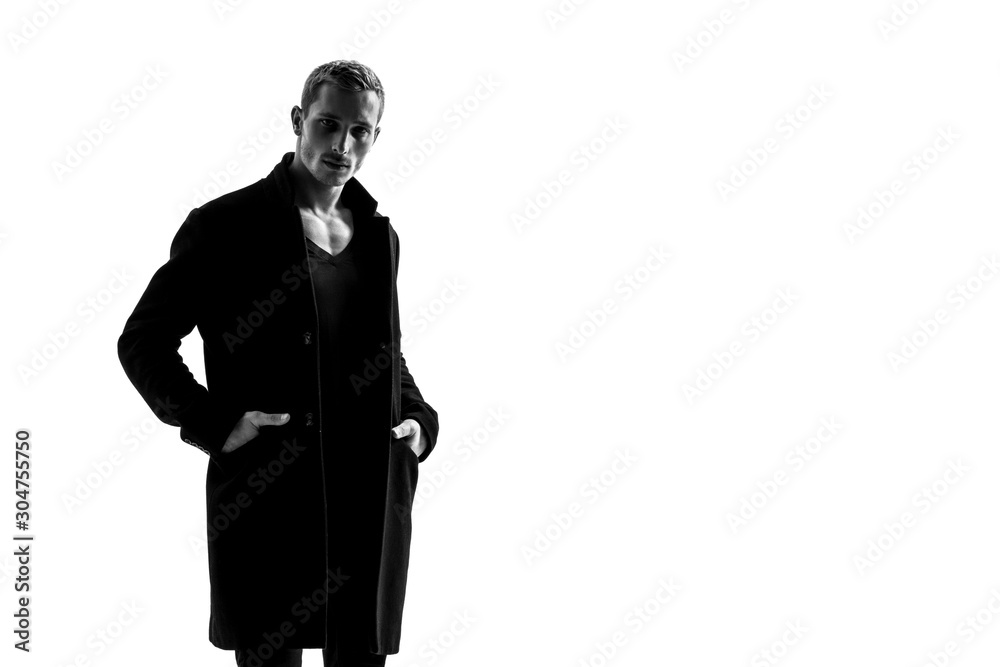 Handsome Fashion Man In Black Coat