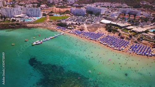 Fig tree beach Cyprus Protaras aerial 4k
