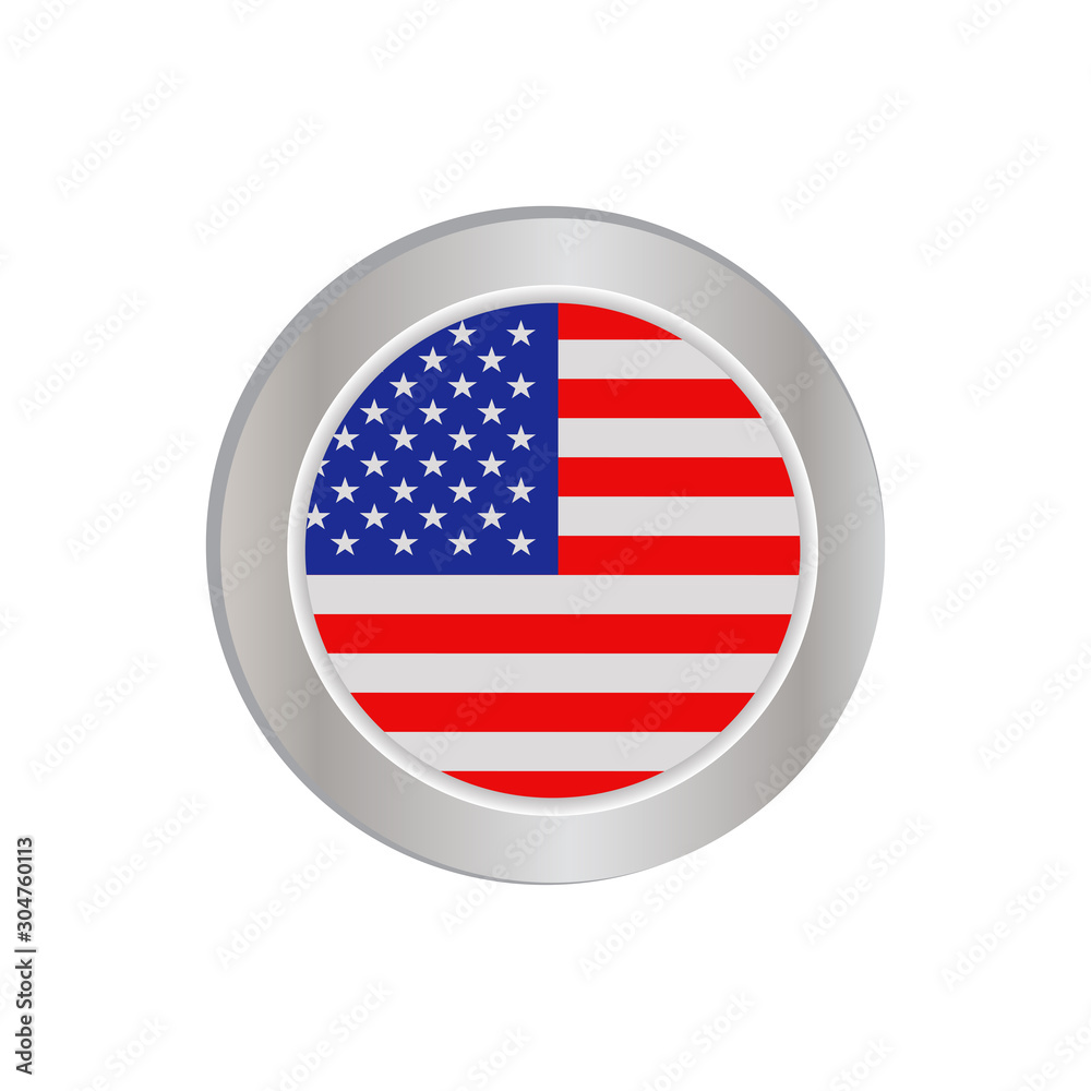 The simple flag of United States of America is isolated in official colors (blue,red and white), map pin, as the original The simple flag of United States of America is isolated in official colors (blue,red and white), map pin, as the original