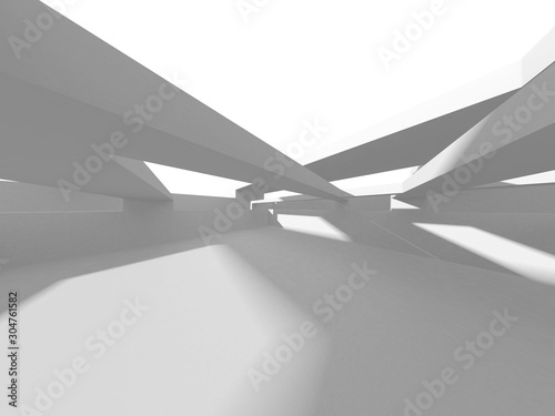 Futuristic White Architecture Design Background. Construction Concept. 3d Render Illustration