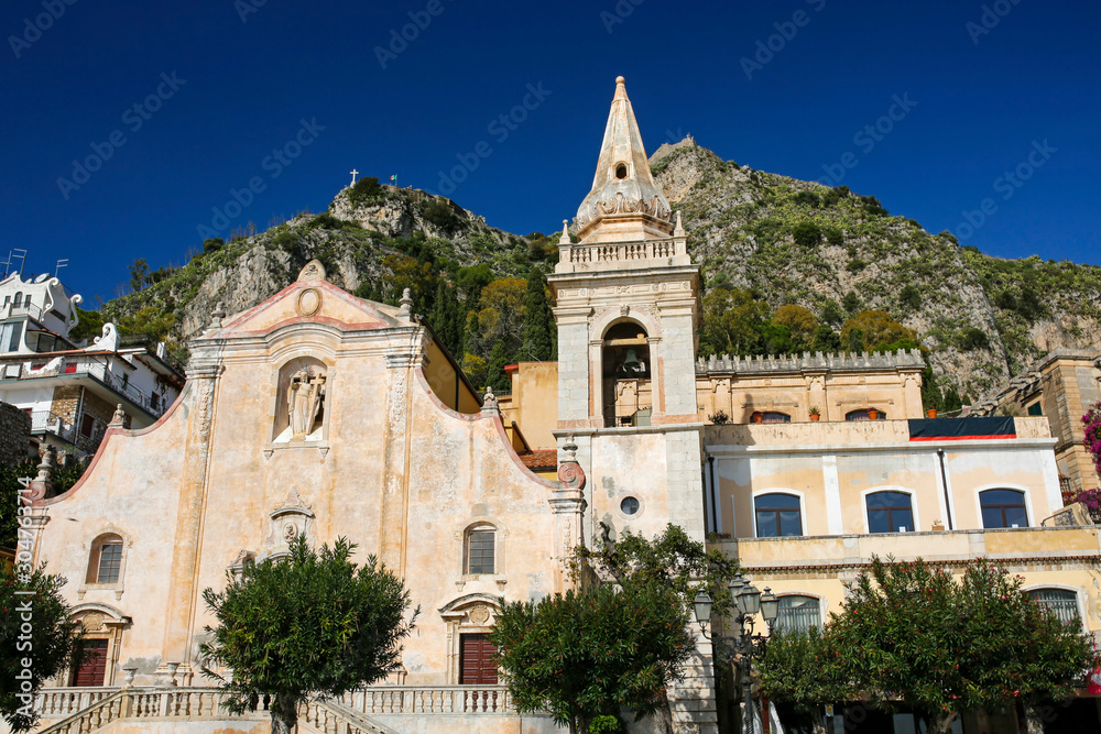 IX Aprile plaza with San Giuseppe church on Sicily, Italy, Europe