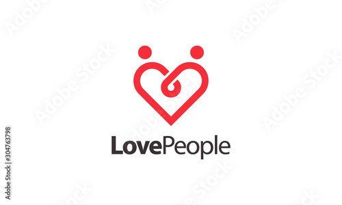 Combination logo from heart and people symbol logo design concept
