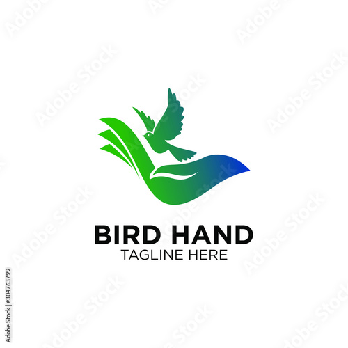 Bird with hand logo templates